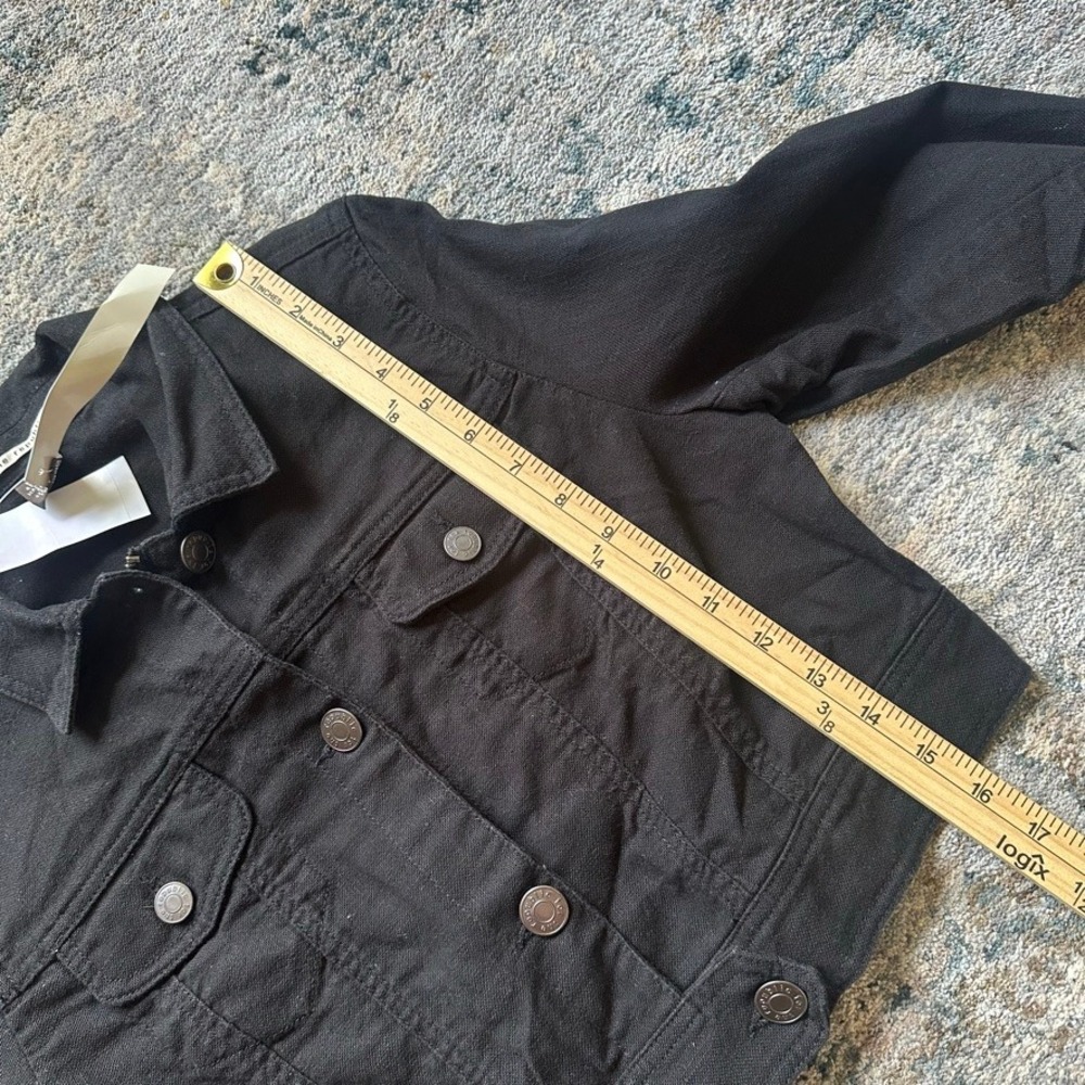 For The Republic Y2K Black Cropped Jacket Linen Cotton Blend Zip Cuff Small NWT - Picture 7 of 8